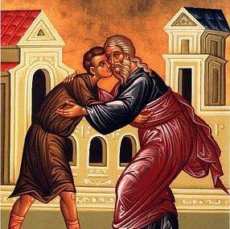 Filemone abbraccia Onesimo